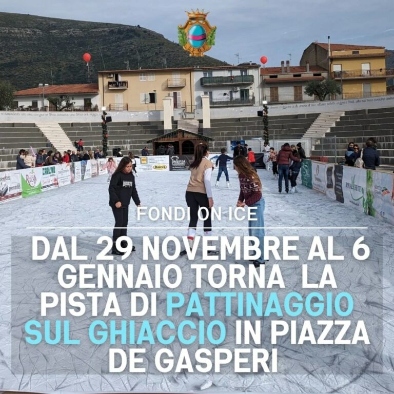 Fondi, dal 29 novembre torna la pista di pattinaggio sul ghiaccio