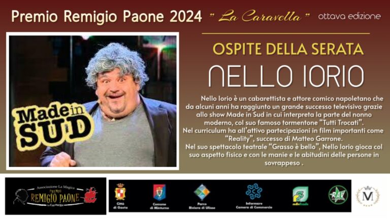 Al Grande Albergo Miramare Nello Iorio ospite del Premio Remigio Paone. 19 dicembre ore 18:00