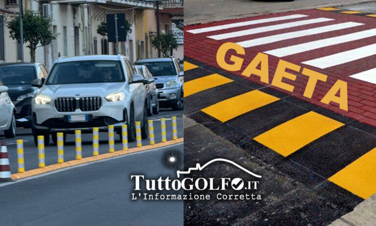 Gaeta, urgono dei rialzi pedonali per la messa in sicurezza all’altezza del Polo Commerciale. Divelti gli spartitraffico appena installati