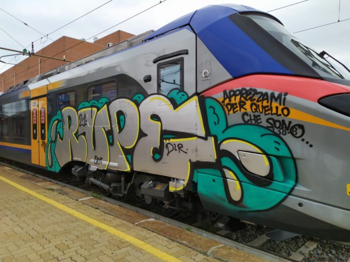 treno vandalizzato